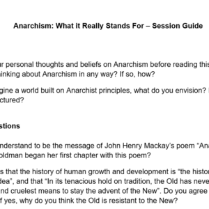 Anarchism: What it Really Stands For - Discussion Guide
