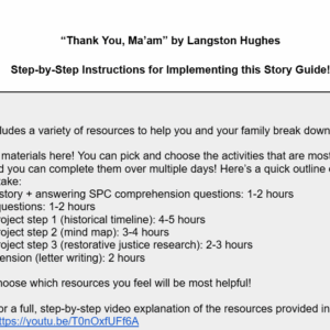 "Thank you, ma'am" by Langston Hughes: Curriculum Materials