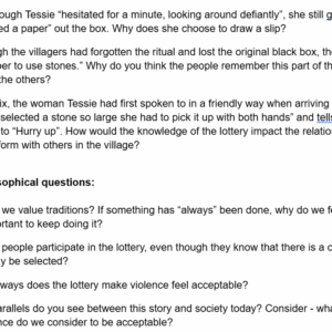 "The Lottery" by Shirley Jackson - Discussion Guide